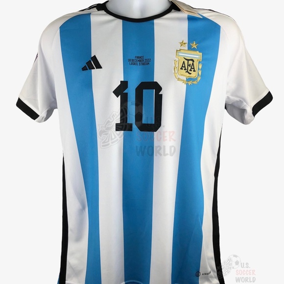 NEW 🔥 World Cup FINAL 🔥 QATAR 2022 Argentina Messi #10 Home Mens Soccer Jersey - Picture 10 of 15